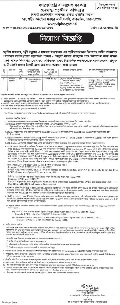 dphe job circular