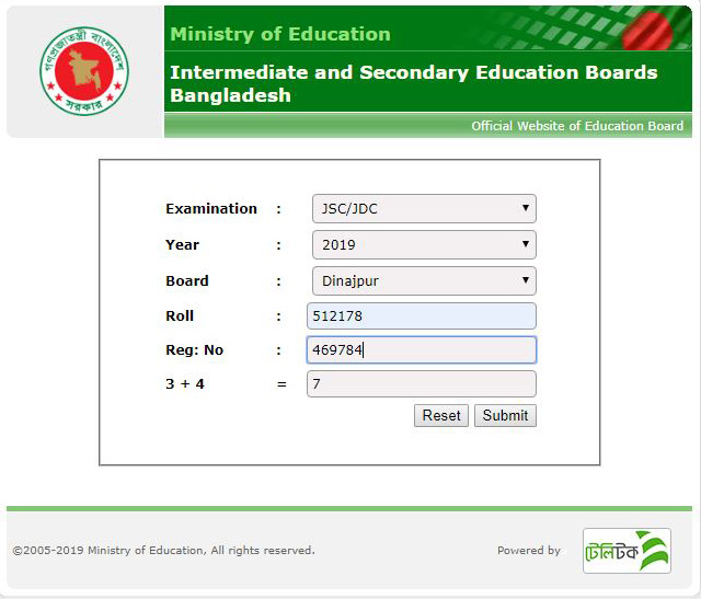 JSC Result