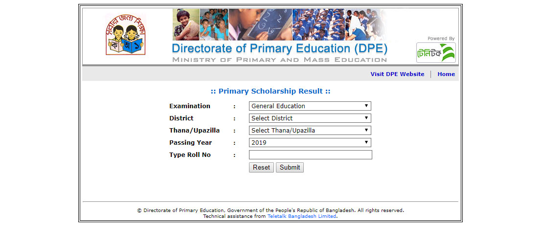 psc scholarship result 2019